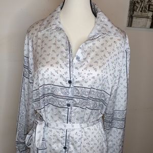 Long Sleeve Button Satin Dress